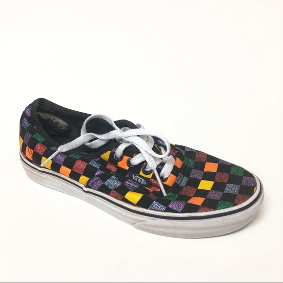 vans rainbow checkered shoes